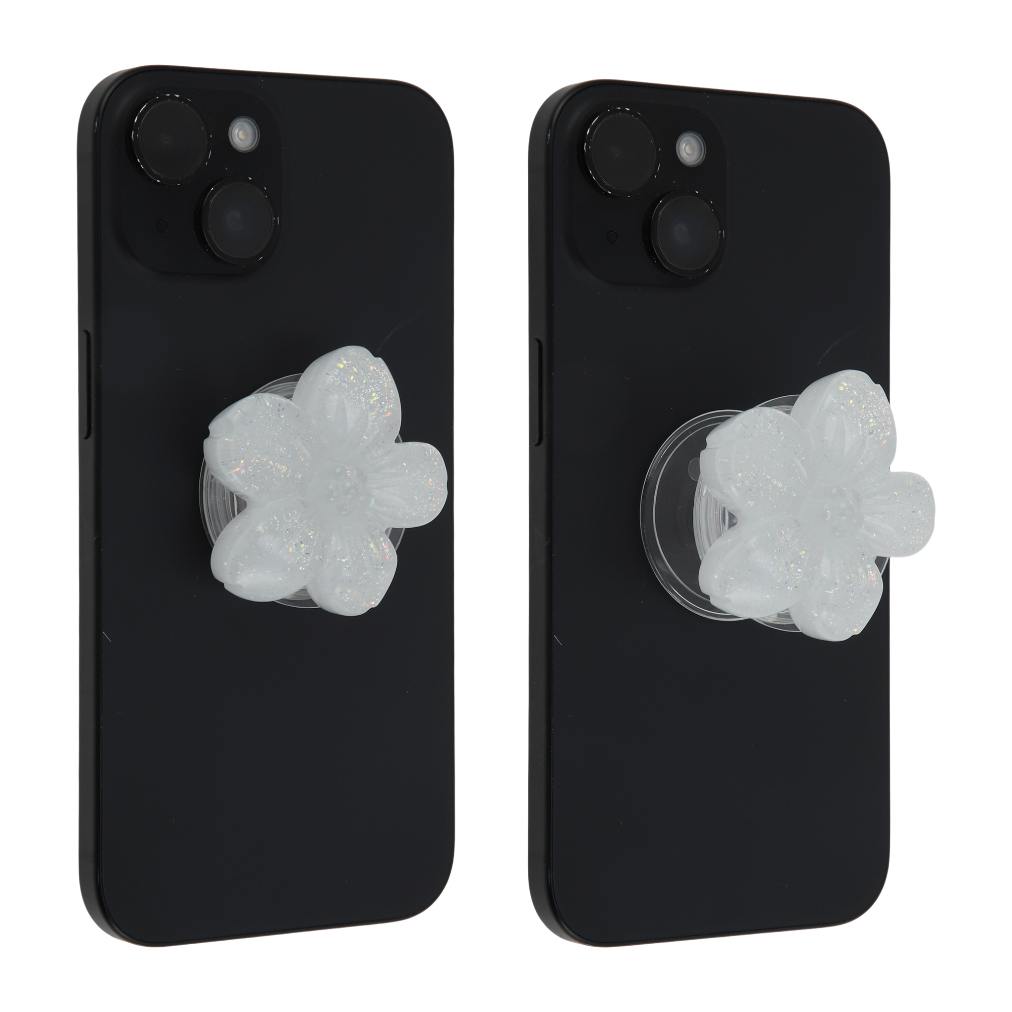 Unique Bargains Flower Morandi Glitter Phone Grip 1 Pc White