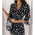 thumbnail image 4 of Xuan Binli Women's Summer Love Shaped Printed Medium Long Sleeved Dress With V-neck Ruffle Edge Short Skirt White S Dress, 4 of 7