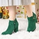 thumbnail image 2 of Botines de tacón alto grueso Allegra K con punta redonda en forma de corazón para mujer Verde esmeralda 40, 2 of 7