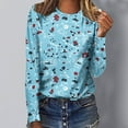 thumbnail image 2 of HKEJIAOI T-Shirts à Manches Longues en Polyester pour Femmes Imprimé Graphique Blouses Habillées Tops Décontractés Manches Longues Col Rond, 2 of 5