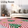 thumbnail image 2 of ODIKA 2'x3' Machine Washable Non-Slip Area Rug, Whimsical Evergreen Caravan and Festive Gingham Tree High Traffic Rug, Red, 651838, 2 of 7