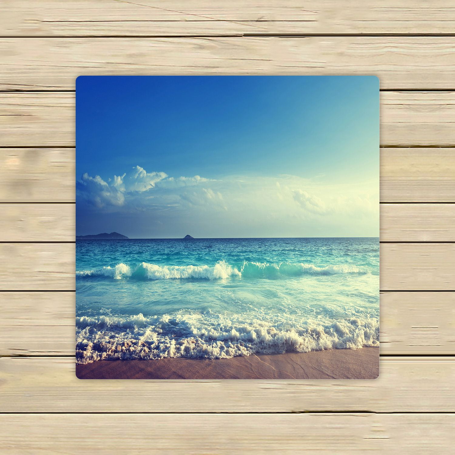 PHFZK Ocean Wave Towel, Seychelles Beach in Sunset Time, Navy Blue White Hand Towel Bath