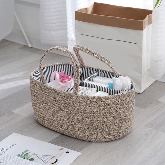 Cipaher Cesta tejida a mano de cuerda de algodón con separador extraíble, cesta de almacenamiento versátil