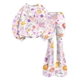 thumbnail image 5 of Grblisyd Girls Outfits Size 10-12 2 Piece Long Sleeve Crew Neck Cute Cartoon Print Sweatshirt Top and Flare Pants Set, 5 of 7