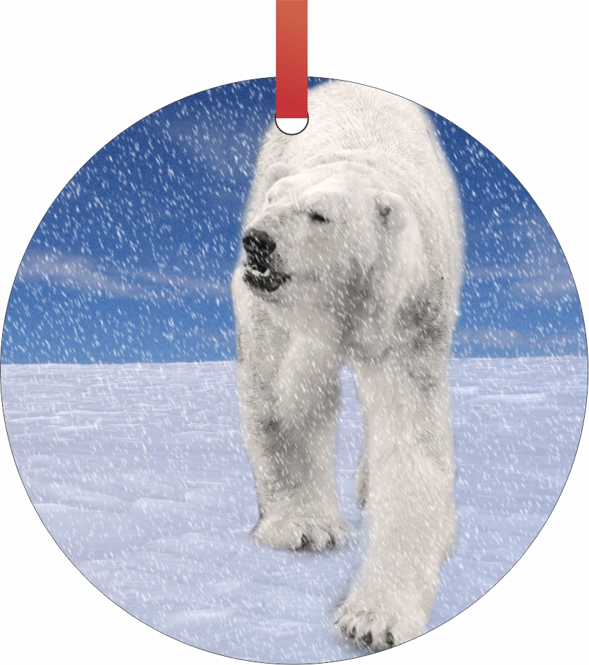Watercolor Polar Bear Double Sided Round Shaped Flat Aluminum Glossy Christmas Ornament Tree Decoration Walmart Com