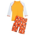 thumbnail image 2 of Doomiva Kids Boys Shark Bro 2 Pcs Athletic Swimsuit Upf 50+ Swim Shirts with Shorts Surfing Rash Guard Sets Orange 5-6, 2 of 5