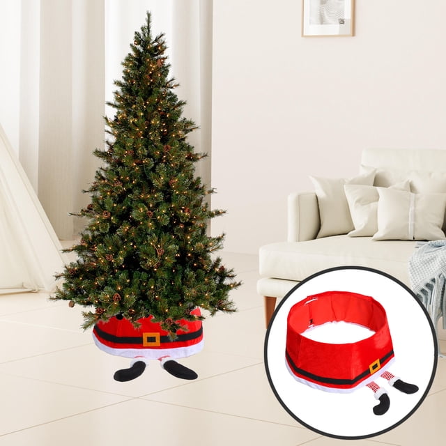 YSNOOWE Red Christmas Tree Collar with Tool Free Setup for Elegant Christmas Party and Room Decoration