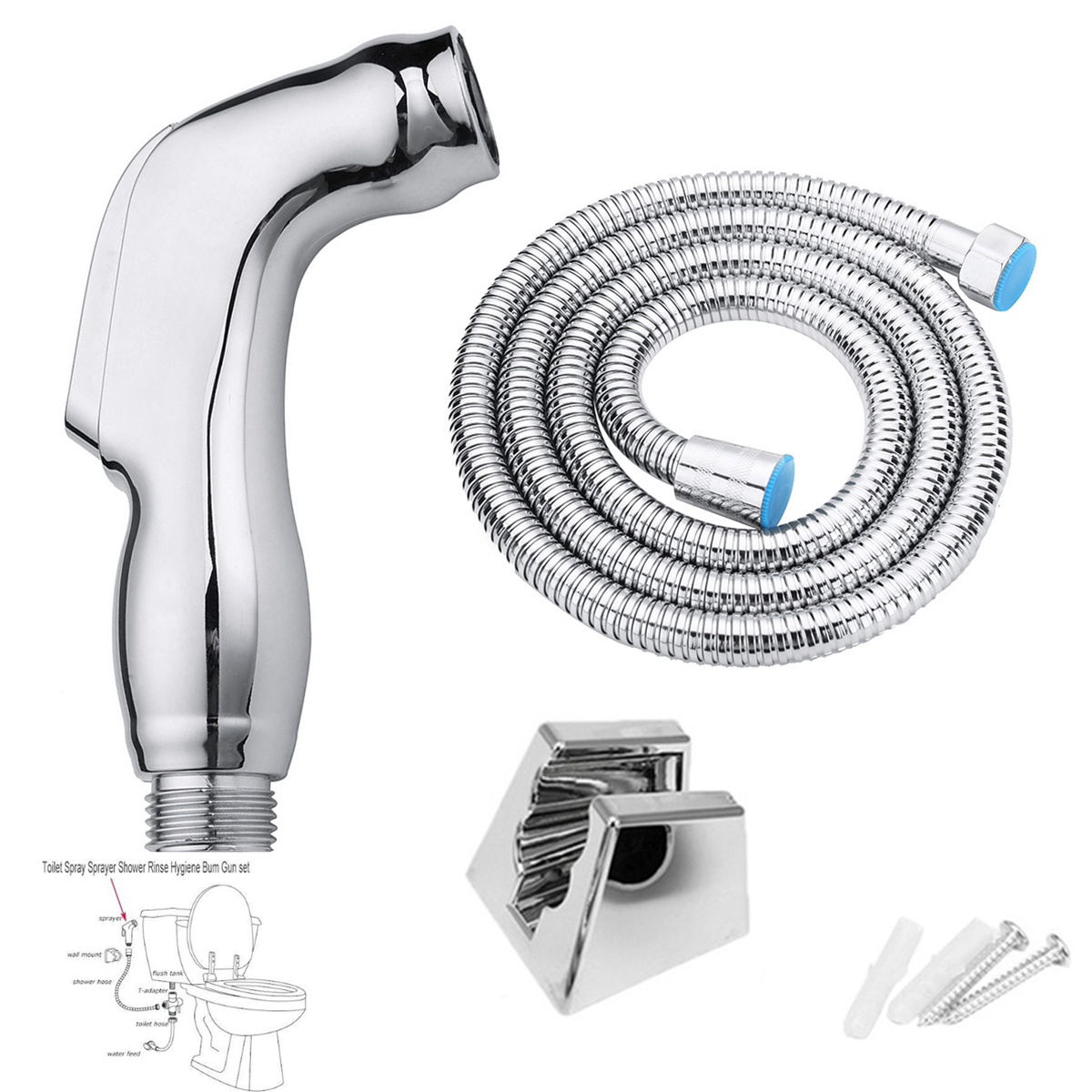 Toilet Bathroom Handheld Cloth Diaper Sprayer Shower Bidet Spray Hose Holder KiT