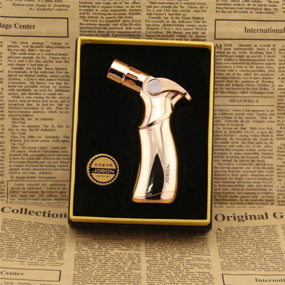 Windproof Luxury 4 Nozzles Quad Jet Torch Lighter Elegant Four Flame Butane Gas Cigar Cigarette Lighter - Gold