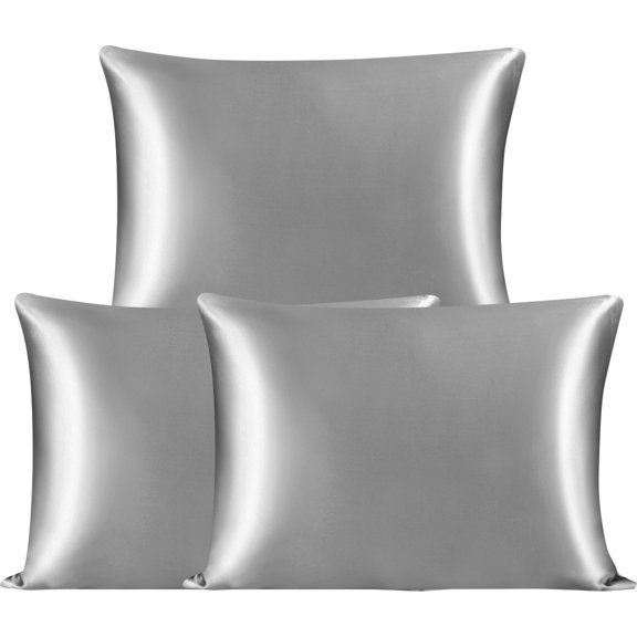 Unique Bargains 3 Pack 25 Momme Smooth Silk Pillowcase, Standard, Dark Gray