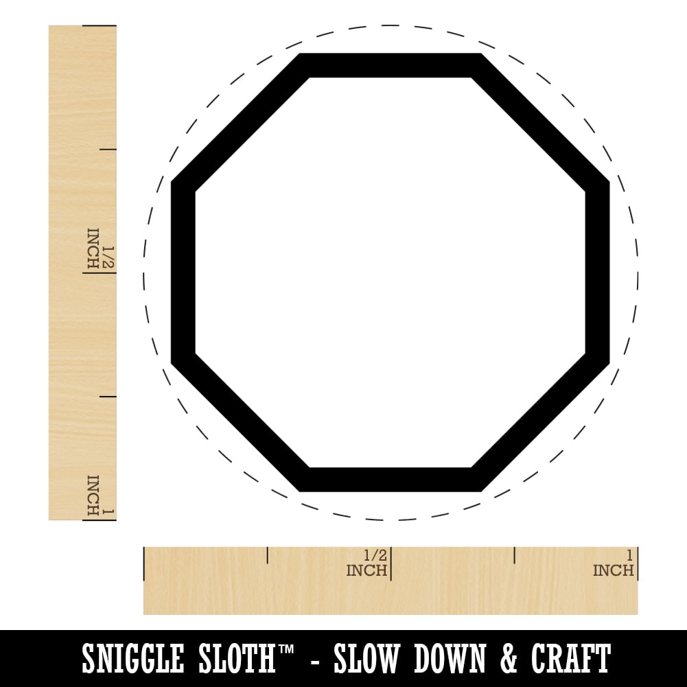 Octagon Border Outline Self-Inking Rubber Stamp Ink Stamper - Green Ink - Medium 1 Inch