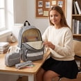 thumbnail image 5 of 3 In 1 Backpack Combo, Vertical Stripe Lace Trim Oxford Rucksack, Adjustable Padded Strap Sweet Cute School Kit for Teen Girls Daily School Shopping Trip, 5 of 7