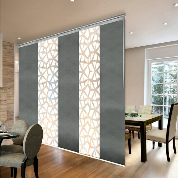 Domovina 5 Panel Track Vertical Blinds, Adjustable 58-110"W x 91.4"H - Splinter/Else