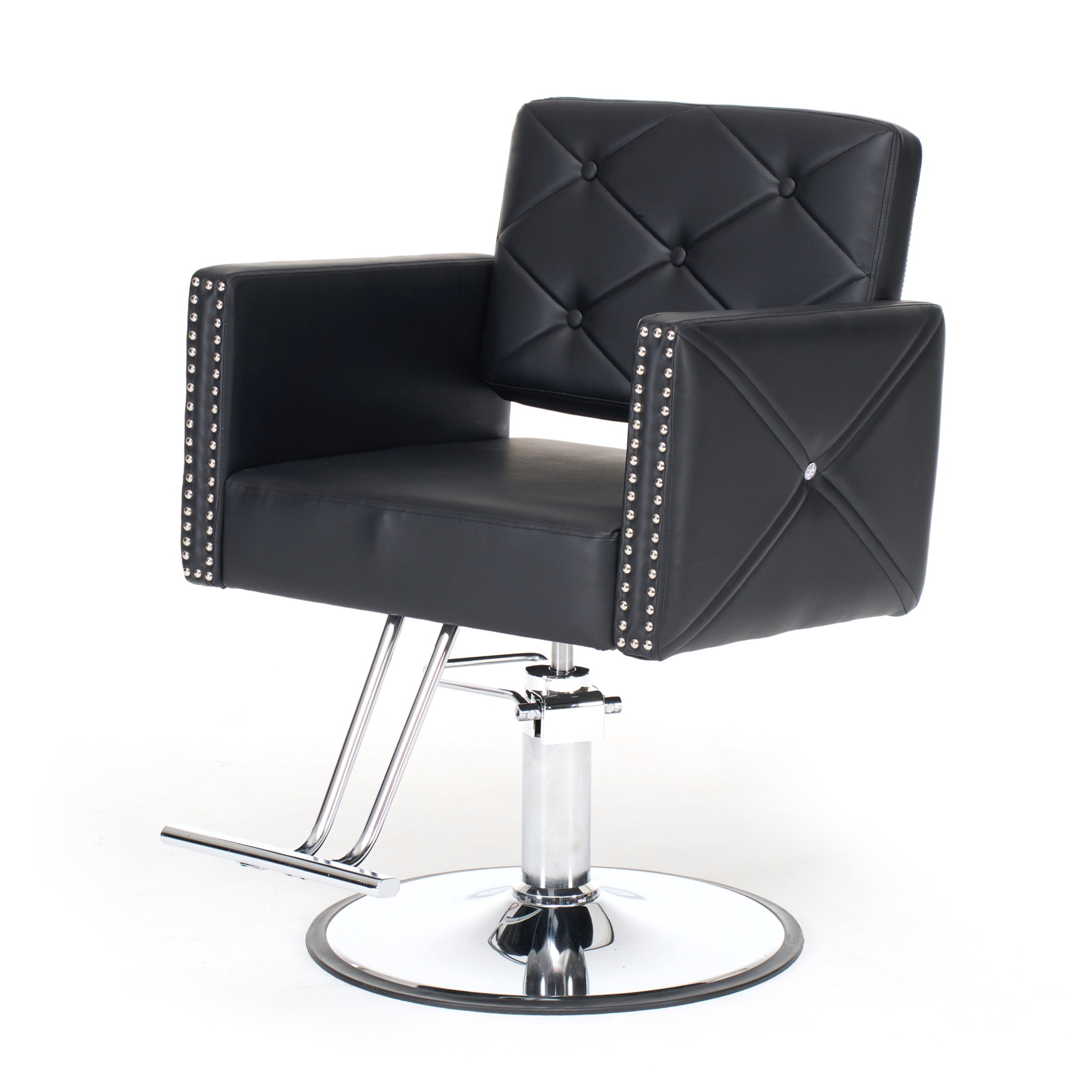Noble House Heavy Duty Barber Chair, 360° Swivel Salon Chair with Hydraulic Pump, Black + Chrome