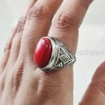 thumbnail image 5 of Coral Mans Ring, Natural Red Coral Ring, Unisex Ring, Silver Jewelry, 925 Silver Ring, Birthday Gift, Heavy Mens Ring, Arabic Design, Ottoman Style Ring, Christmas, Turkey Mens Signet Ring, 5 of 7