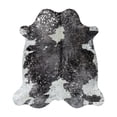 thumbnail image 2 of 100% Genuine Leather Cowhide Rug in  Metallic Silver Devore on Black & White |  Large 6' x 7'| Best Price Guaranteed., 2 of 6