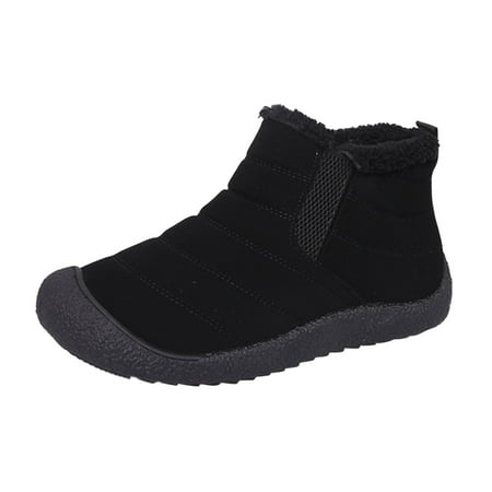 

Daznico Slippers for Women Indoor Ladies Solid Color Shoes Plush Warm Flat Comfortable Cotton Boots Black 10