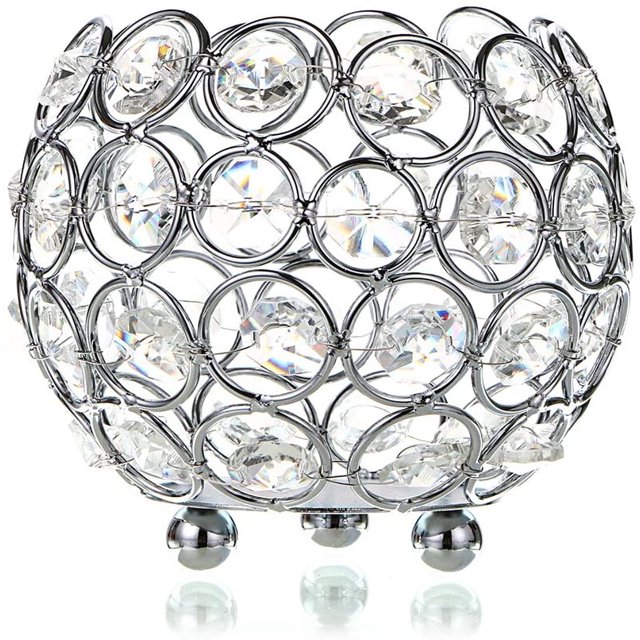 Autorización:Tazón de cristal de 10 cm Candelabro votivo Candelabros de luz de té brillante Linternas de vela Florero de candelabro decorativo para Navidad Año nuevo Centros de mesa de boda Adepaton LRWJ447-2