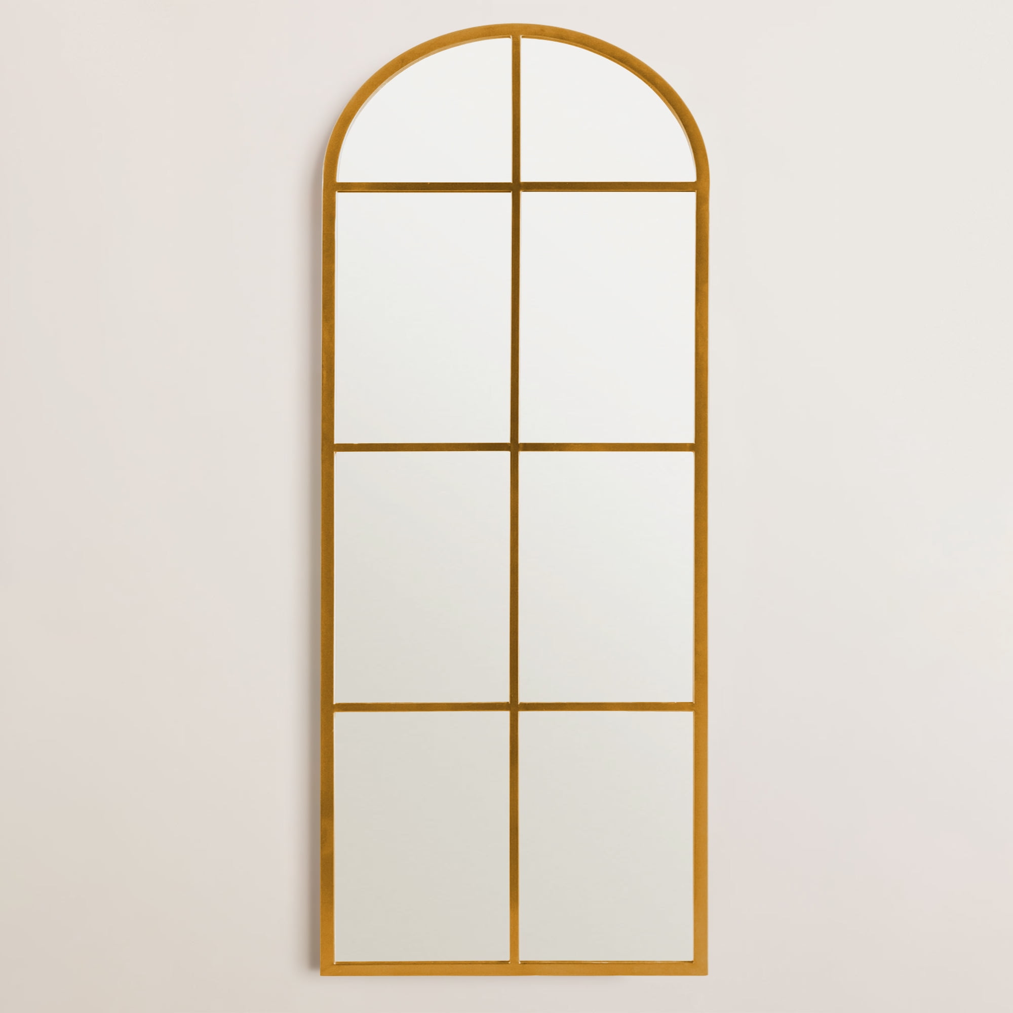71"x32" Home Decorative Arched Iron Frame Window Mirror Wall Mounted Makeup Mirror,Gold