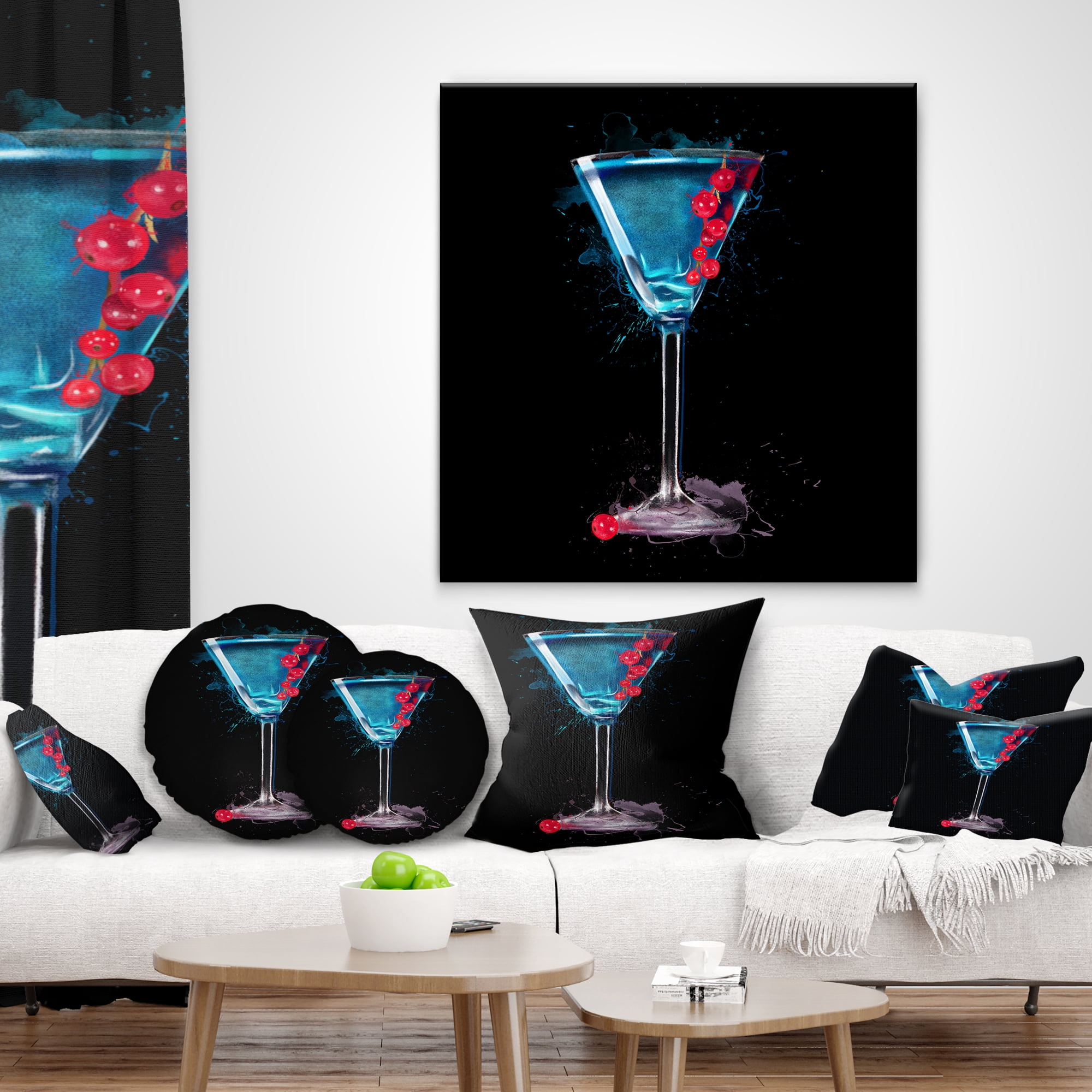 Designart Cocktail Margarita with Berries - Modern Throw Pillow - 12x20