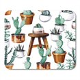 thumbnail image 1 of POGLIP Green Watercolor Cactus Desert Tropical Garden Watercolour Pattern on Pink Mousepad Mouse Pad Mouse Mat 9x10 inch, 1 of 1
