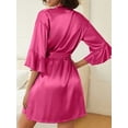 thumbnail image 3 of KISSGAL Sleeveless Nightgowns with Robes Set Satin Silk Bridal Party 3/4 Sleeves Bathrobes with Pocekts, 3 of 6