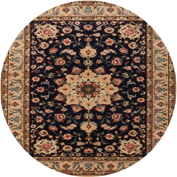 Ahgly Company Indoor Round Traditional Bakers Brown Persian Area Rugs, 4' Round