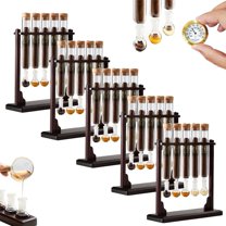 Cigar Flavor Injector Humidifier, Handmade DIY Aromatherapy Wooden Base Display with Hygrometer & Airtight Caps, Cigar Infuser Glass Tube Kit for Men Cigar Lovers and Enthusiasts