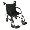 Equate Steel Transport Chair, 8" Wheels, Lightweight Folding Transport Chair, Swing-Away Footrests, Black Frame