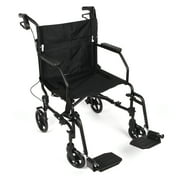 Equate Steel Transport Chair, 8" Wheels, Lightweight Folding Transport Chair, Swing-Away Footrests, Black Frame