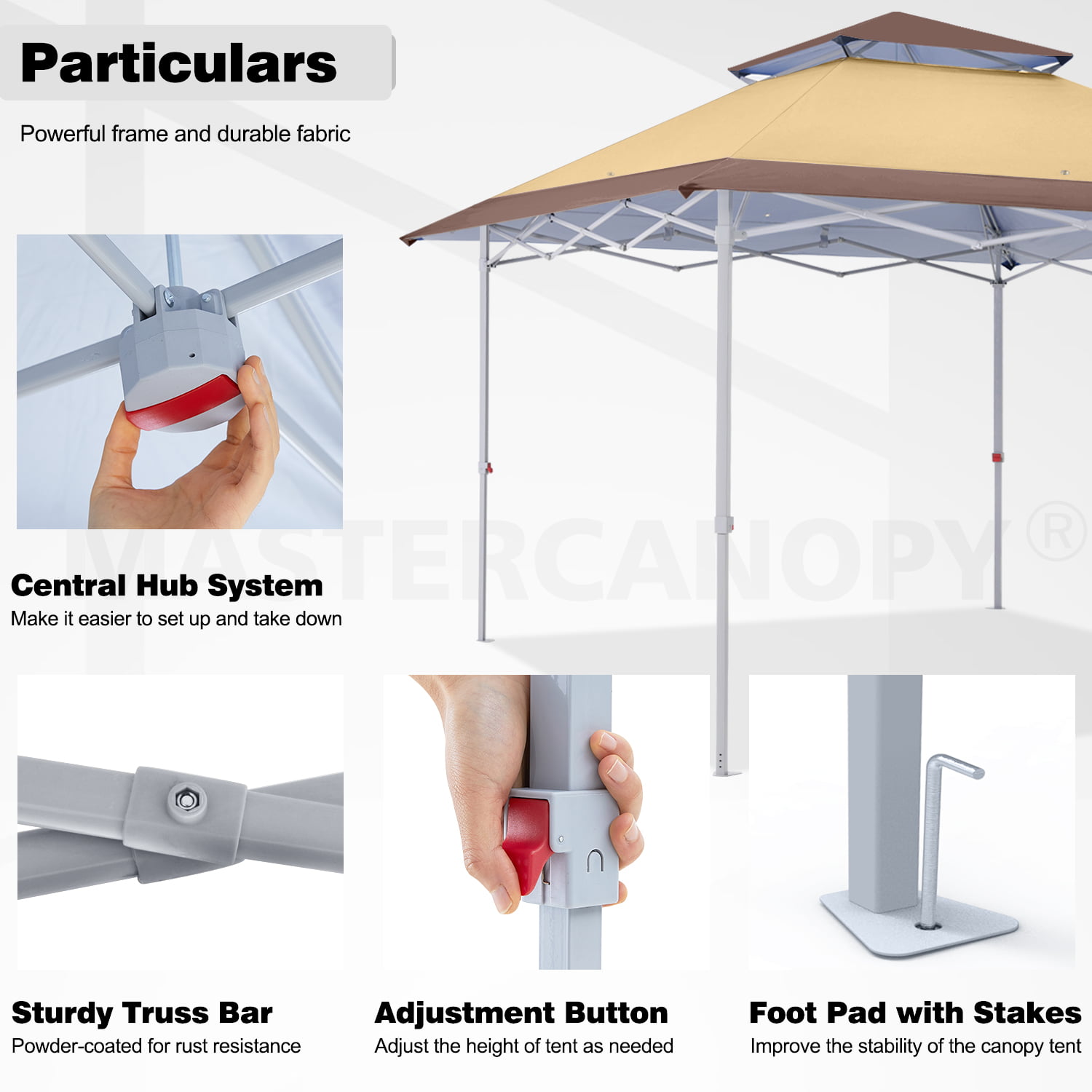 MASTERCANOPY 13' x 13' Pop-Up Canopy Tent Instant Shelter Outdoor Canopy, Dark Gray