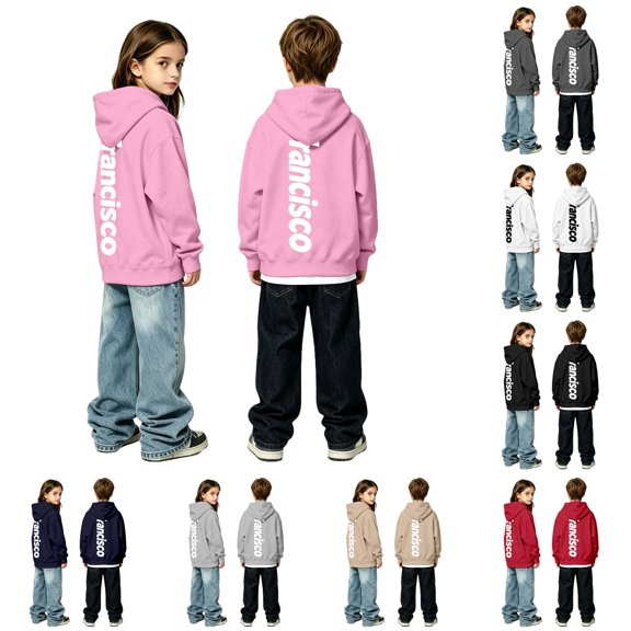 WhouRiu Boys Girls Letter Graphic Hoodie Kids Unisex Long Sleeve Hooded Pullover With Pockets Autumn Winter Soft Cozy Sweatshirts,9-10 Years