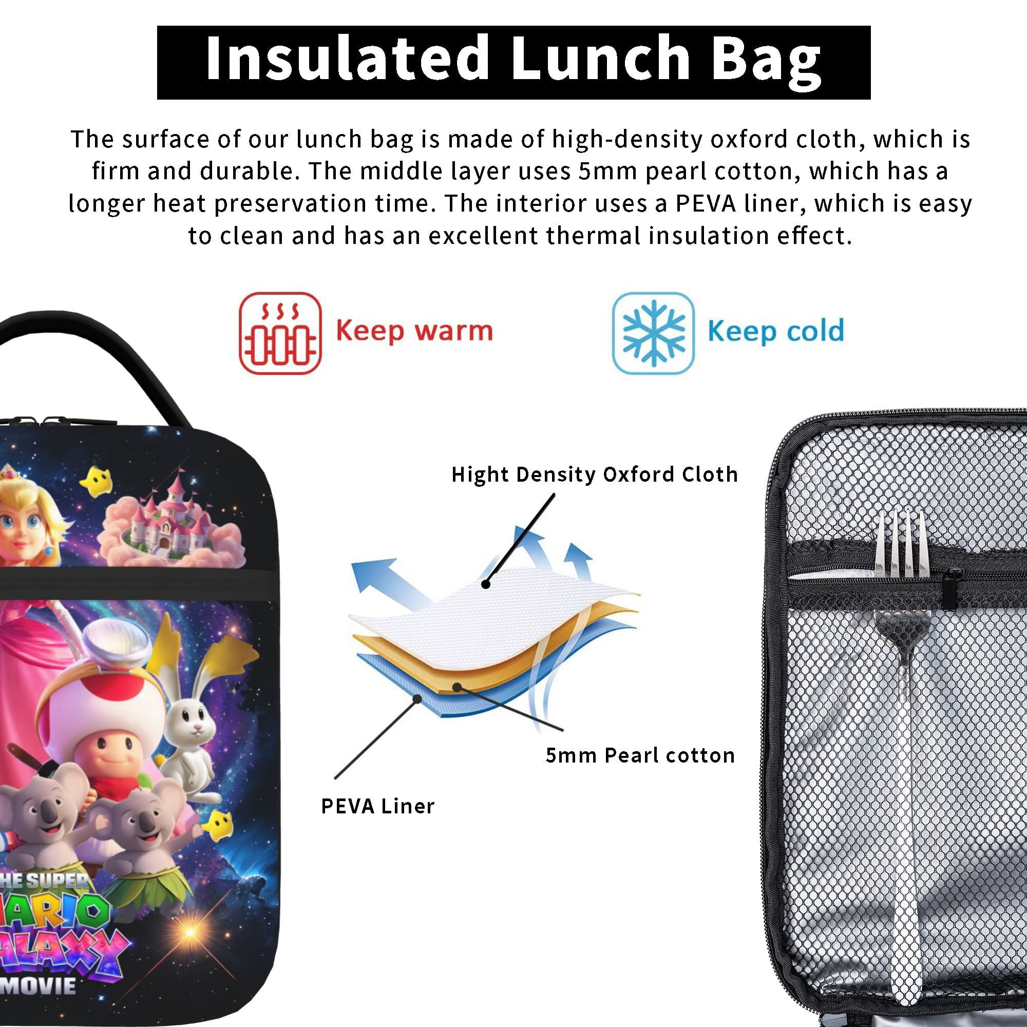 Galaxy Movie Lunch Bag Tote Bag Portable Insulated Lunch Box For Beach Camping Travel Work School Office