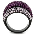 thumbnail image 3 of TK1831 - IP Black(Ion Plating) Stainless Steel Ring with Top Grade Crystal  in Multi Color Size 6, 3 of 4