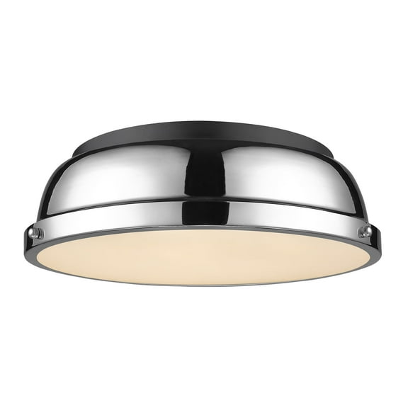 Yep by Golden Lighting Duncan 2-light Flush Mount in Matte Black and Chrome shade