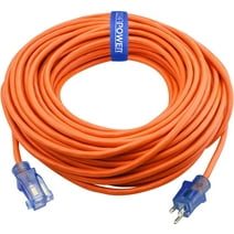 Clear Power 16/3 SJTW 100 ft Outdoor Extension Cord with Power Indicator Light, Weather Resistant, 3 Prong Grounded, Orange, CP11118