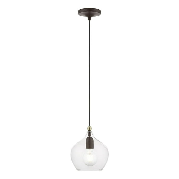 49088-07 Livex Lighting Aldrich - 1 Light Pendant In Transitional Style-15 Inches Tall and 8 Inches Wide-Bronze/Antique Brass Finish    -Traditional