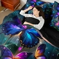 thumbnail image 3 of Erosebridal Purple Butterfly Bedding Sets Twin Size,Bling Stars Comforter Sets with Sheets,Kawaii Animal Bed in a Bag Twin size,Microfiber Wildlife Room Decoration,Reversible,7pcs, 3 of 6