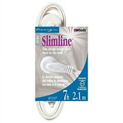 SlimLine 2236 Flat Plug Extension Cord, 2-Wire, 7-Foot, White