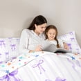 thumbnail image 4 of Manfei Princess Bowknot Twin Comforter Sets 3-Piece for Girls,Purple Geometric Stripes Bedding Set for Teens Kids,Microfiber Bedroom Decor, 4 of 6