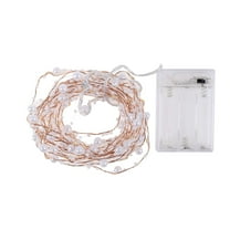 JVBTVB 100 LED Warm White Battery Powered Copper Wire String Lights 10ft – Photo Clip Fairy Lights for Christmas, Wedding, Bedroom, Party