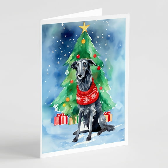 Scottish Deerhound Christmas Greeting Cards Pack of 8 7 in x 5 in