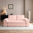 thumbnail image 5 of 81" Convertible Sofa Bed, 3-in-1 Folding Floor Couch, Corduroy Fold Out Sleeper Futon Mattress with Pillows, Boneless Lounge Loveseat for Living Room, Pink, 5 of 12