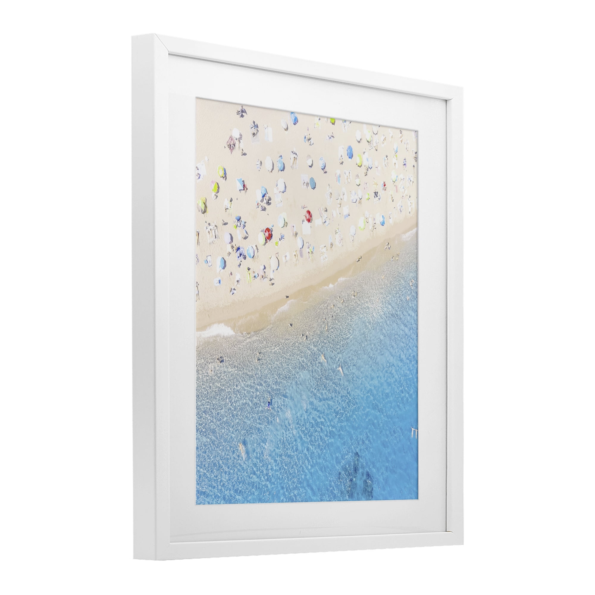 Stupell Industries Happy Beach in Summer White Framed Print Under Glass, design by Leah Straatsma