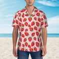 thumbnail image 2 of Honeii Strawberries Print Men’s Hawaiian Shirt,Classic Button-Down Short Sleeve Shirt, for Beach, Vacation, and Outdoor Activities,Large, 2 of 7
