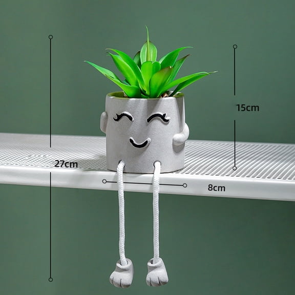 CurioCo Cute Swinging Leg Succulent Girl in Pot Artificial Potted Plant with Moving Feet Funny Desk Decor Office Home Gift Green Plant Ornament