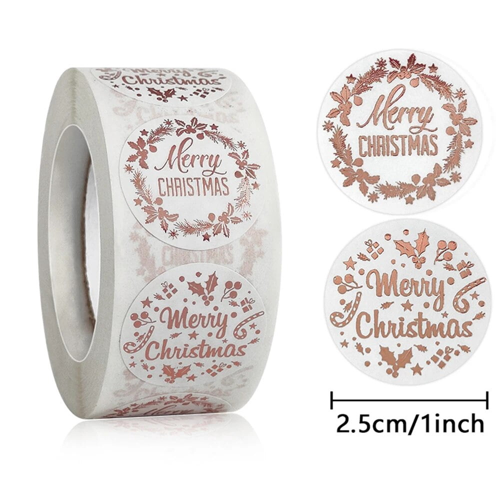 KOLONAMS 500 Calcomanías De Navidad De 1.0 Pulgadas, Etiquetas Redondas En Rollo, 8 Patrones Lindos De Papá Noel, Alce, Camión, Muñeco De Nieve, Sobre Para Tarjeta De Regalo De Navidad