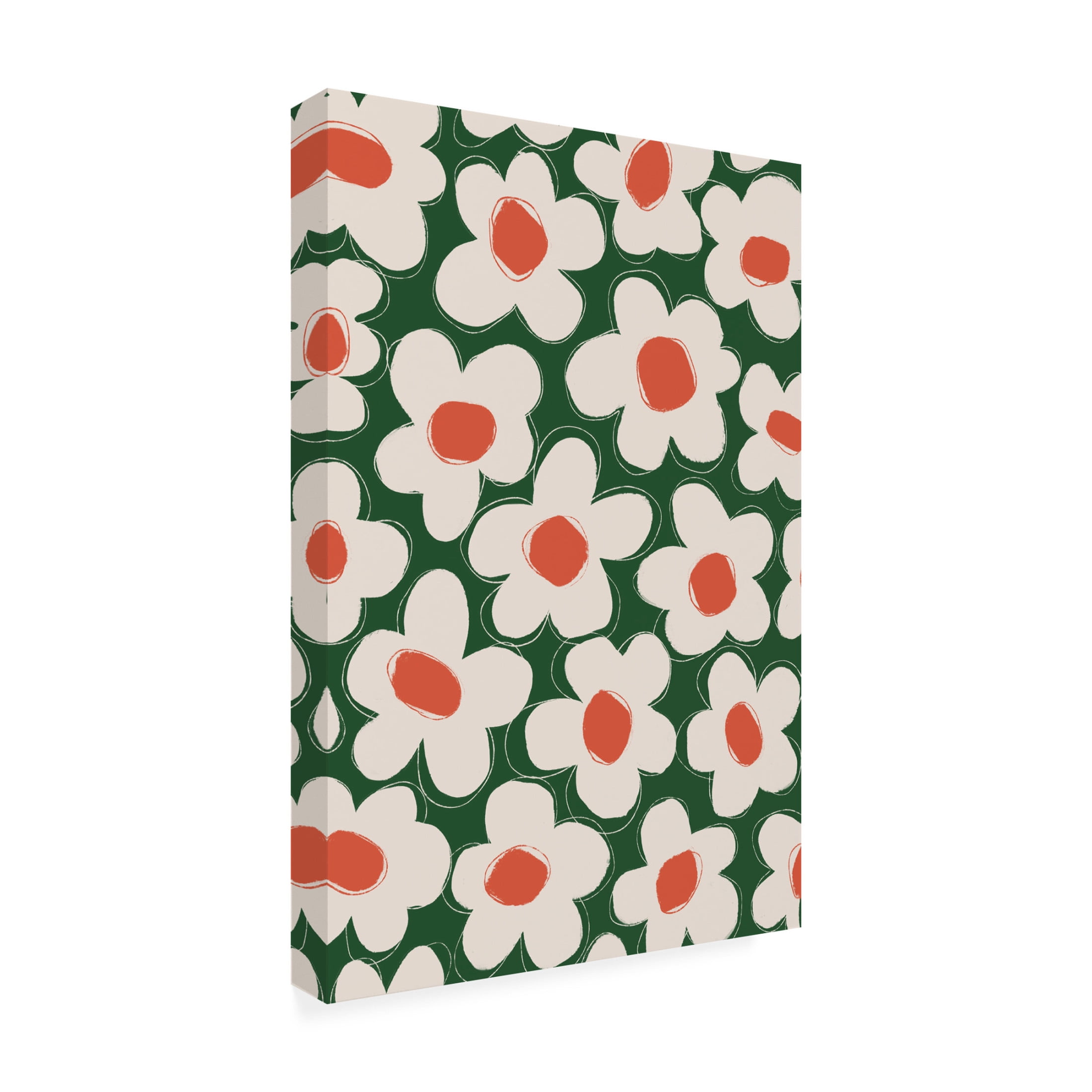 Canvas Wall Art - Treechild 'Cute Beige Flower Pattern' Wall Art for Living Room, Bedroom, or Office D?cor by Trademark Fine Art - 12 x 19 Inches