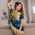 thumbnail image 3 of Uemuo Moonlit Golden Tree Peacock Pattern Women’s Nightdress – Casual Sleep Shirt, Soft Relaxed Fit Short-Sleeved Cotton Sleepwear for Home, Bedtime, and Lounging, 3 of 6