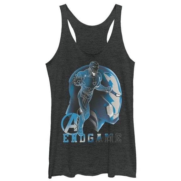 Women's Marvel Avengers: Endgame Iron Man Profile  Racerback Tank Top Black Heather 2X Large